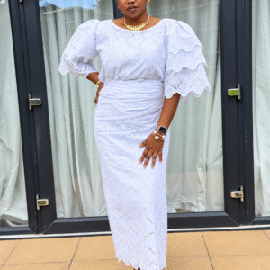 Luxury Snow White Layered Hand Iro and Buba Lace